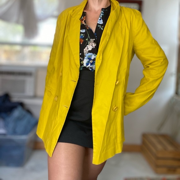 Leith Jackets & Blazers - LEITH Trendy Mustard Yellow Double Breasted Blazer Size Large True to Size